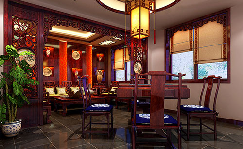 仙居古典中式风格茶楼包间设计装修效果图